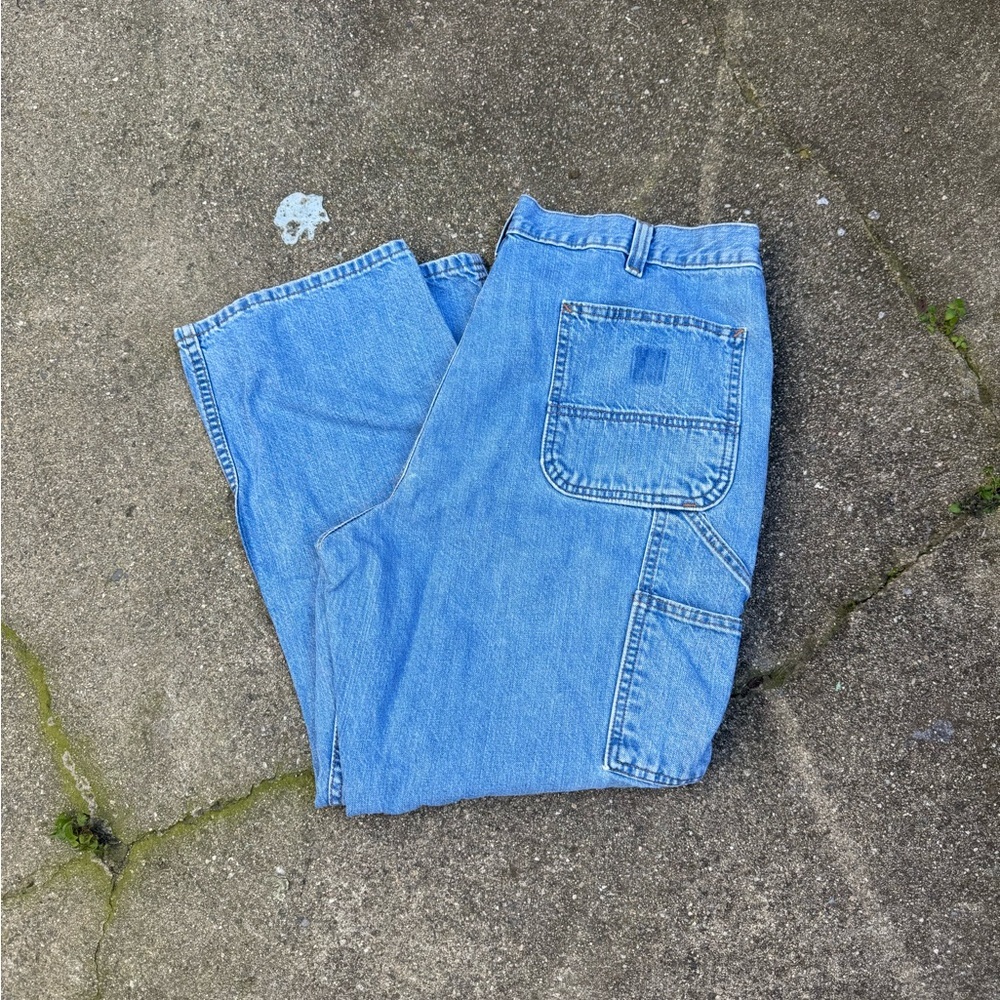 Carhartt Loose Fit Carpenter Jeans Men’s 38x28 Light Wash Workwear Denim